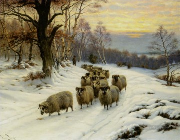 pastor en invierno Pinturas al óleo